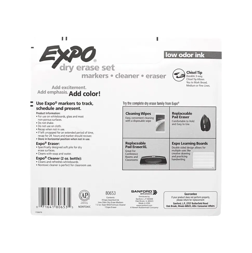 Expo Tank Dry Erase Marker, Chisel Tip, Assorted, Starter Set/Kit (80653)