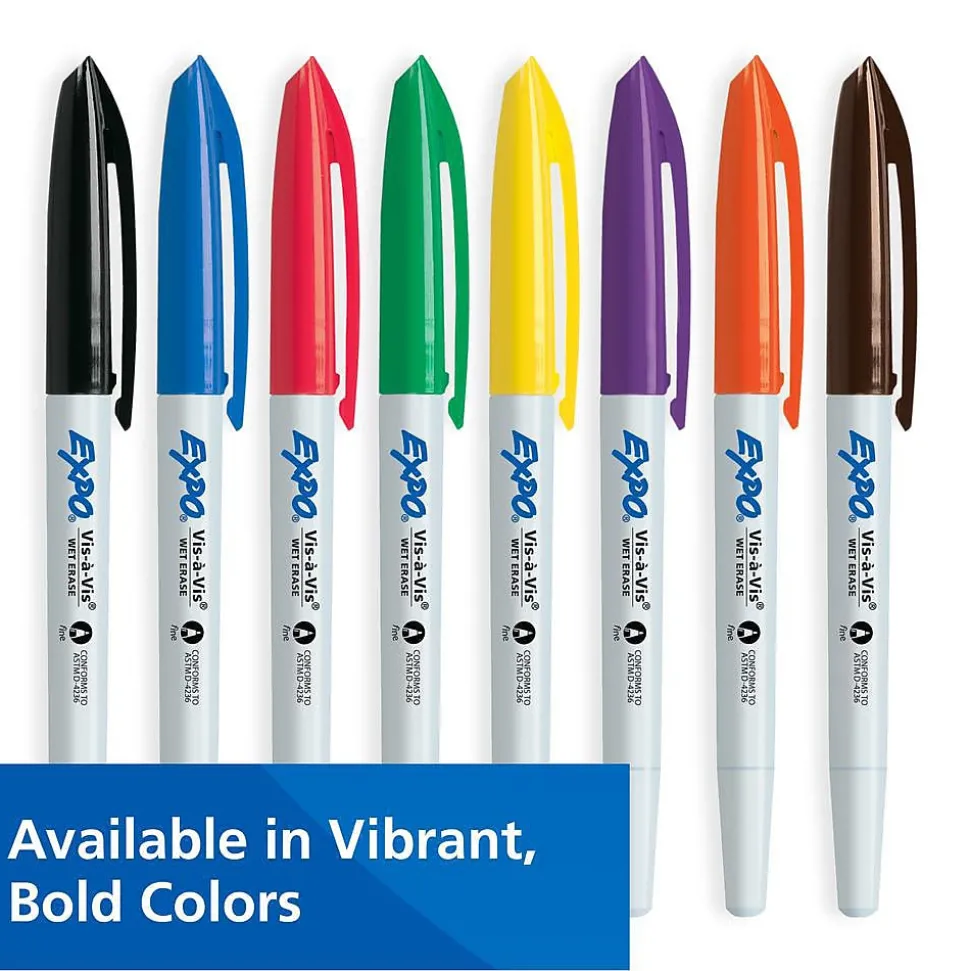Expo Vis-a-Vis Wet Erase Markers, Fine Point, Assorted, 4/Pack (16074/2134341)