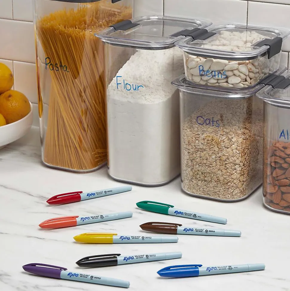 Expo Vis-a-Vis Wet Erase Markers, Fine Point, Assorted, 4/Pack (16074/2134341)