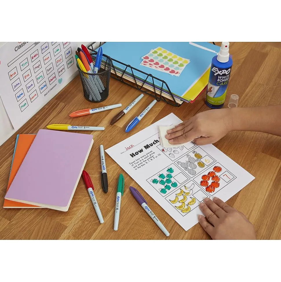 Expo Vis-a-Vis Wet Erase Markers, Fine Point, Assorted, 4/Pack (16074/2134341)