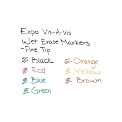 Expo Vis-a-Vis Wet Erase Markers, Fine Point, Assorted, 8/Pack (16078)