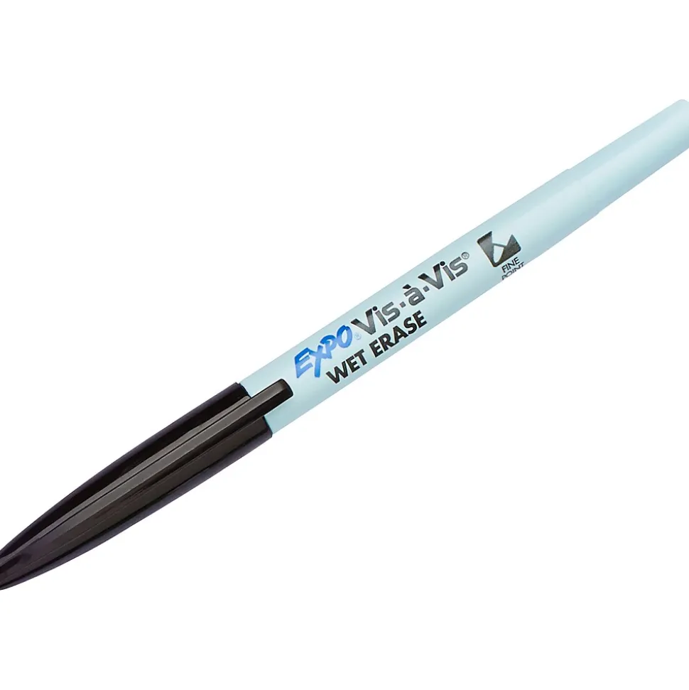 Expo Vis-a-Vis Wet Erase Marker, Fine Tip, Black Ink, 5/Pack (16665/2134050)
