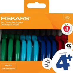 Fiskars 5" Stainless Steel Kid's Scissors, Blunt Tip, Assorted Colors (1067001)