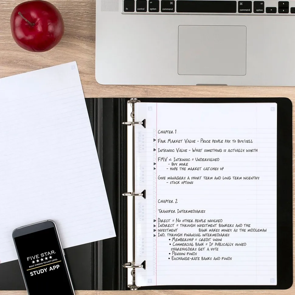 Five Star Reinforced College Ruled Filler Paper, 8.5" x 11", 100 Sheets/Pack (17102/17010)