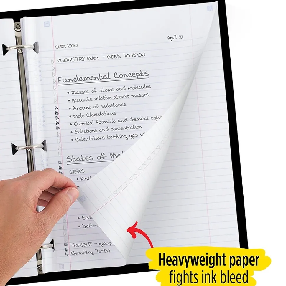 Five Star Reinforced College Ruled Filler Paper, 8.5" x 11", 100 Sheets/Pack (17102/17010)