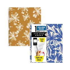 Five Star Soft Petals 1-Subject Notebooks, 8.5" x 11", College-Ruled, 80 Sheets, Assorted Colors, 2/Pack (820331)