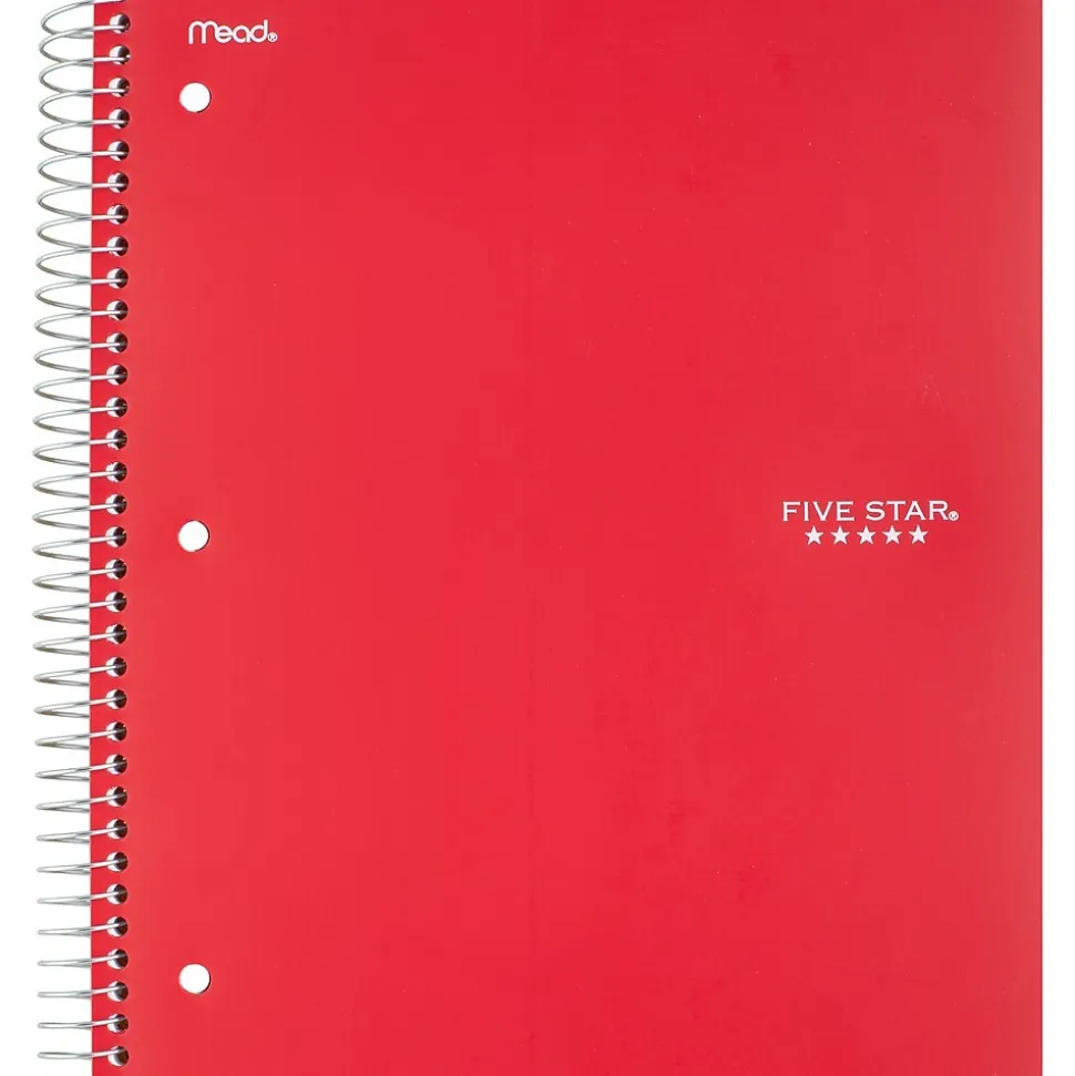 Five Star 3-Subject Wirebound Notebook, 8-1/2" x 11", College Ruled, 150 Sheets, Red (72065)