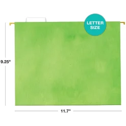 Global Printed Products Deluxe Designer Watercolor Solid Heavy-Duty Hanging File Folders, Letter-Size, Assorted Colors