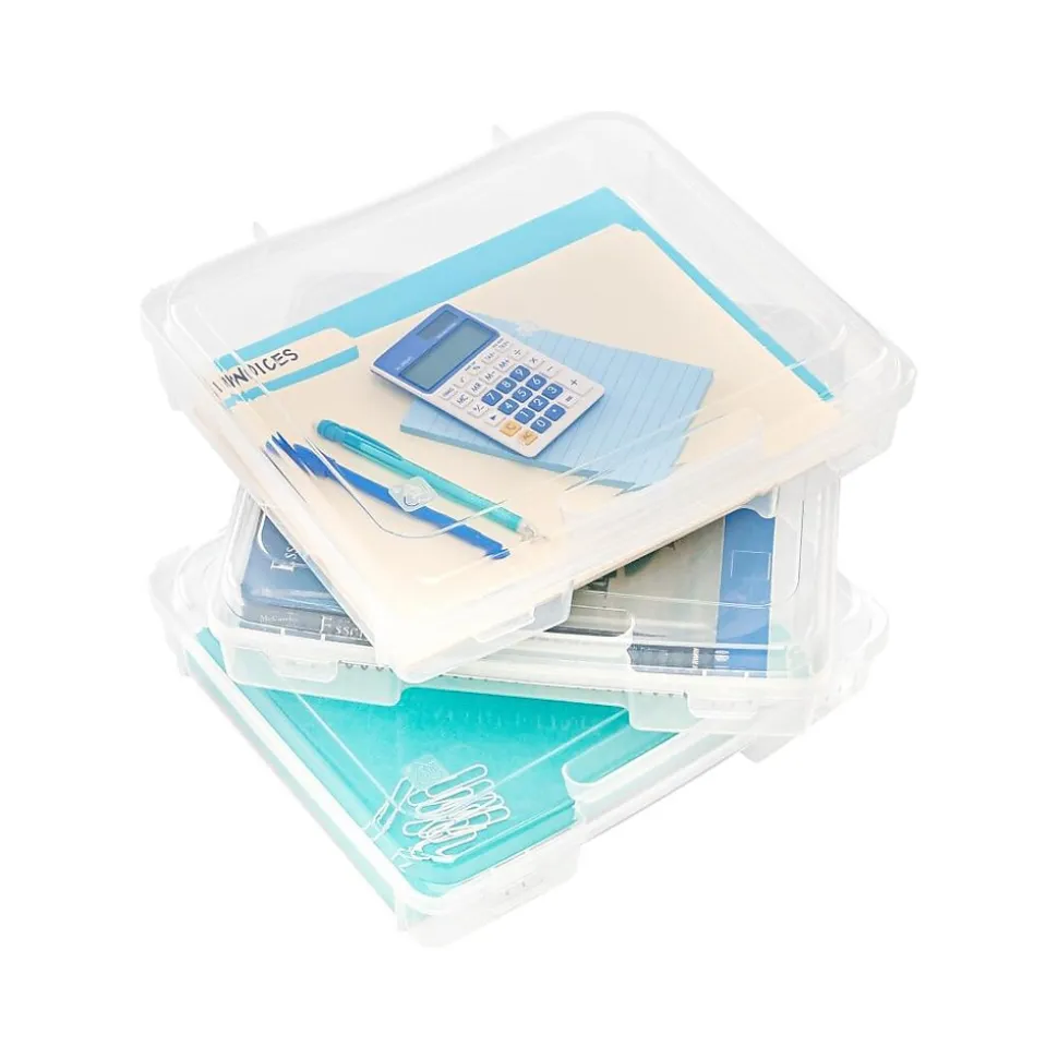 Iris Plastic File Box with Latching Lid, Letter Size, Clear, 6/Pack (150655)