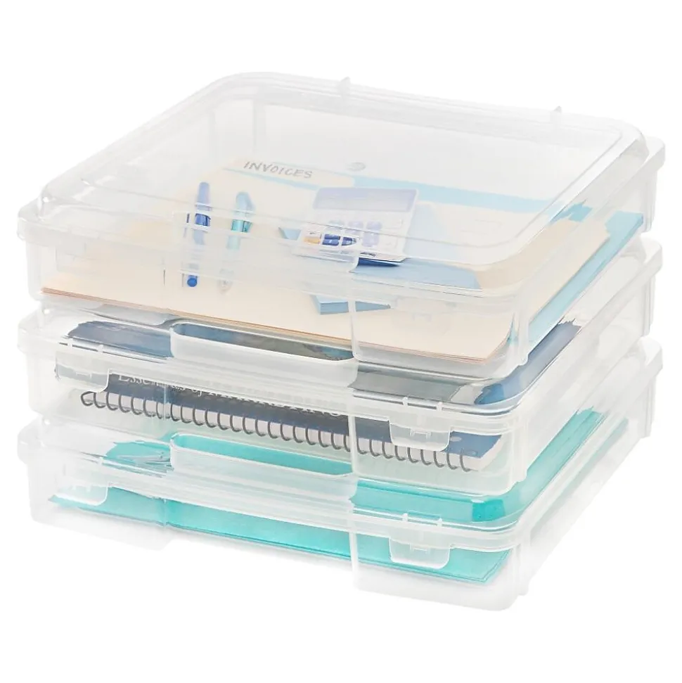 Iris Plastic File Box with Latching Lid, Letter Size, Clear, 6/Pack (150655)