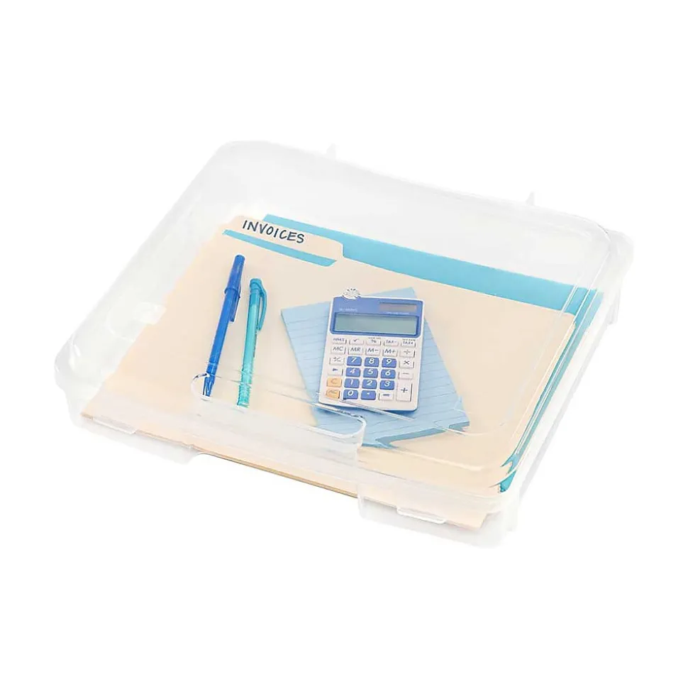 Iris Plastic File Box with Latching Lid, Letter Size, Clear, 6/Pack (150655)