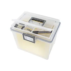 Iris WeatherPro Plastic File Box with Latching Lid, Letter/Legal Size, Clear, 4/Pack (110350)