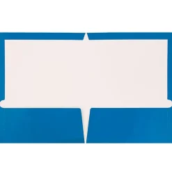 JAM Paper Glossy 2-Pocket Portfolio Folder, Blue, 6/Pack (385Gbua)