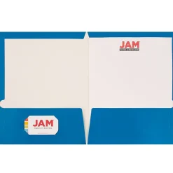 JAM Paper Glossy 2-Pocket Portfolio Folder, Blue, 6/Pack (385Gbua)