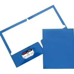 JAM Paper Glossy 2-Pocket Portfolio Folder, Blue, 6/Pack (385Gbua)