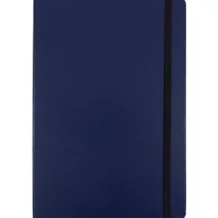 JAM Paper Hardcover Notebook with Elastic, Large Journal, 5 7/8 x 8 1/2, Blue, 100 Lined Sheets, Sold Individually (340526607)