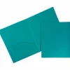 JAM Paper Heavy Duty 2-Pocket Folder, Teal Blue, 6/Pack (383hted)
