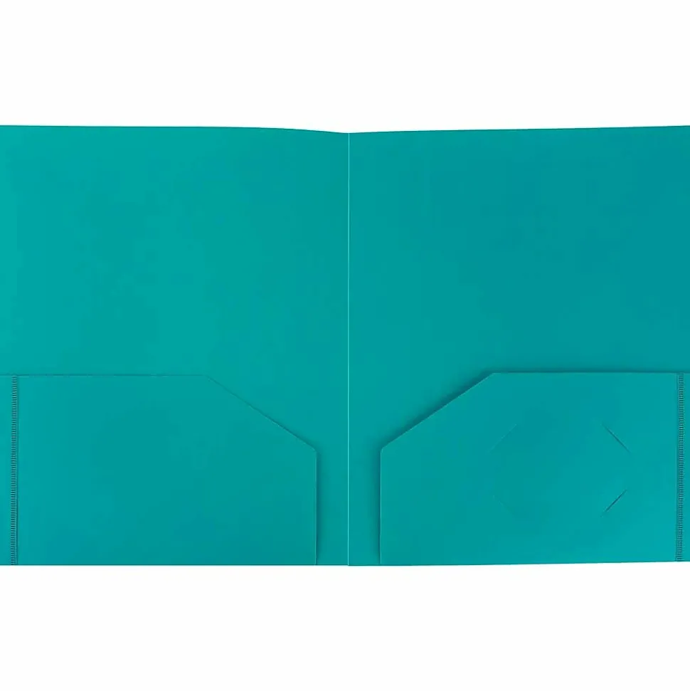 JAM Paper Heavy Duty 2-Pocket Folder, Teal Blue, 6/Pack (383hted)