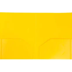 JAM Paper Heavy Duty 2-Pocket Plastic Folders, Yellow, 6/Pack (383HYED)