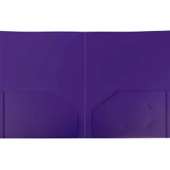 JAM Paper Heavy Duty Two-Pocket Plastic Folders, Purple, 108/Pack (0946179B)