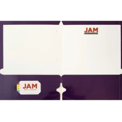 JAM Paper Laminated Glossy 3 Hole Punch Two-Pocket Folders, Purple, 6/Pack (385GHPPUA)
