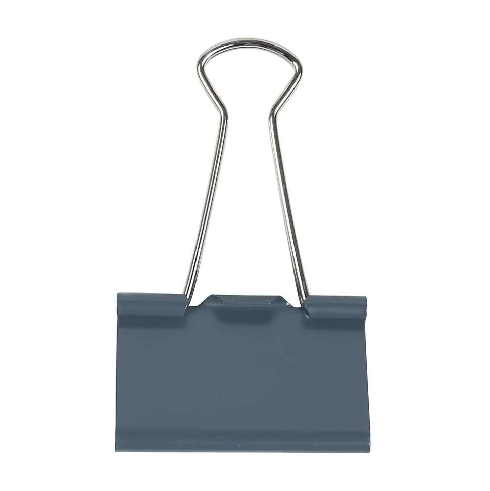 JAM Paper Large Binder Clips, 1" Capacity, Grey, 12 Clips/Pack (340BCGY)