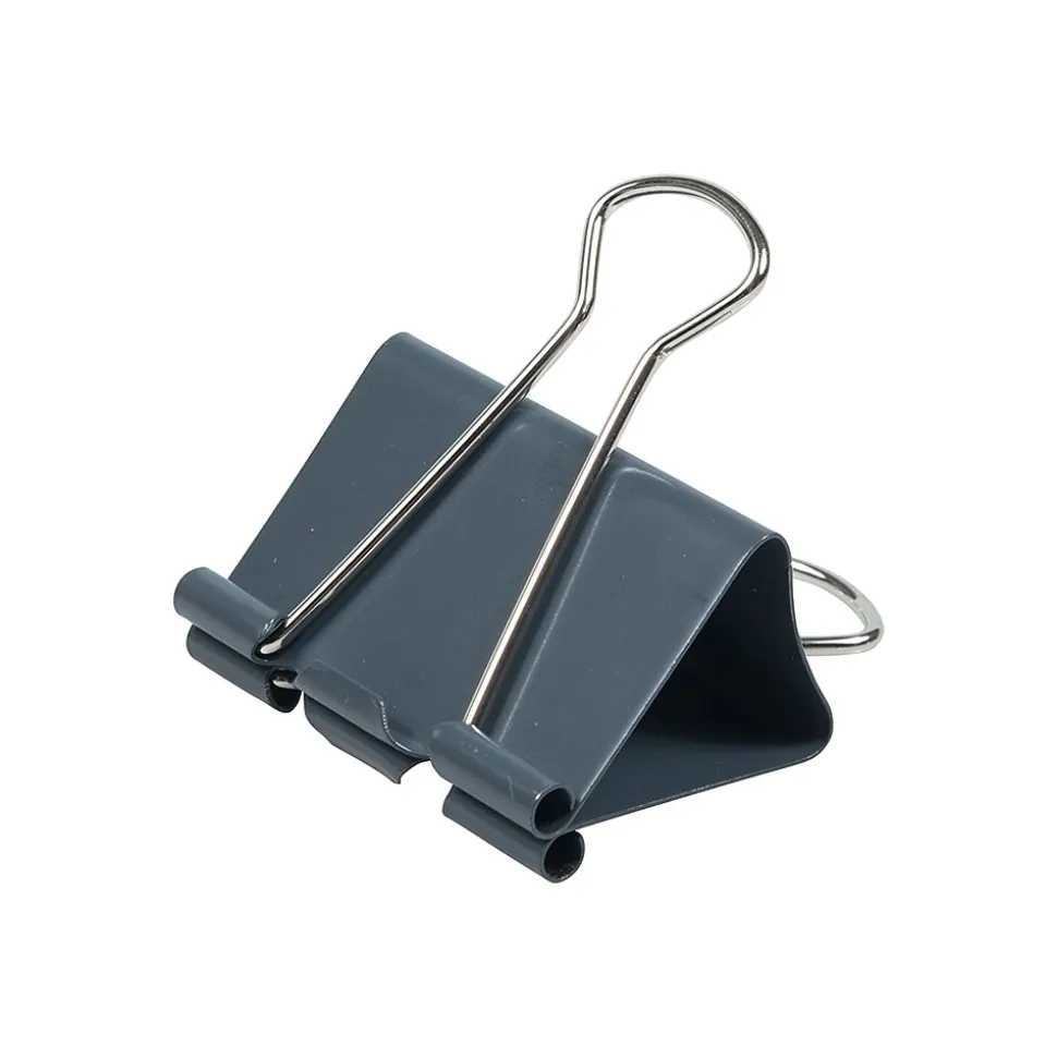 JAM Paper Large Binder Clips, 1" Capacity, Grey, 12 Clips/Pack (340BCGY)
