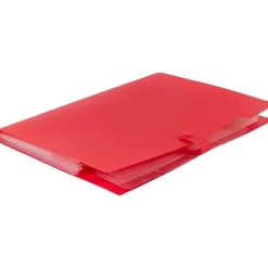 JAM PAPER Plastic File Folder with Snap Closure, 5 Pocket, 9"W x 11.5"H, Red (FF39783RE)