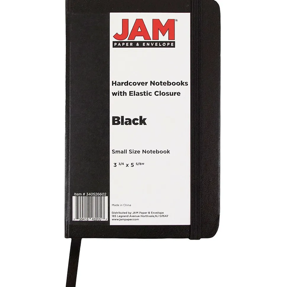 JAM Paper Pocket Notebook, 3.75" x 5.625", Narrow Ruled, 100 Sheets, Black (340526602)