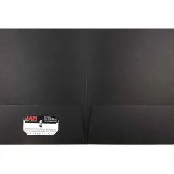 JAM Paper 2-Pocket Textured Linen Business Folders, Black, 25/Pack (386LBLA)