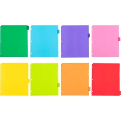 JAM Paper Poly Dividers, 8-Tab, Assorted Colors, 6 Packs (375032922A)