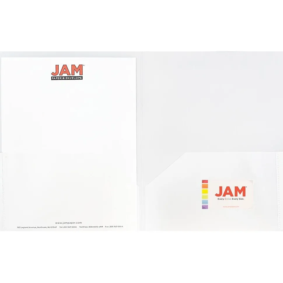 JAM Paper POP 2-Pocket Plastic Presentation Folder, Clear, 6/Pack (382ECLDD)
