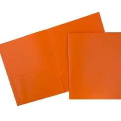 JAM Paper POP Two-Pocket Plastic Folders, Orange, 6/Pack (382Eord)