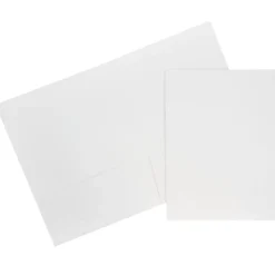 JAM Paper Two-Pocket Textured Linen Business Folders, White, 6/Pack (95448D)