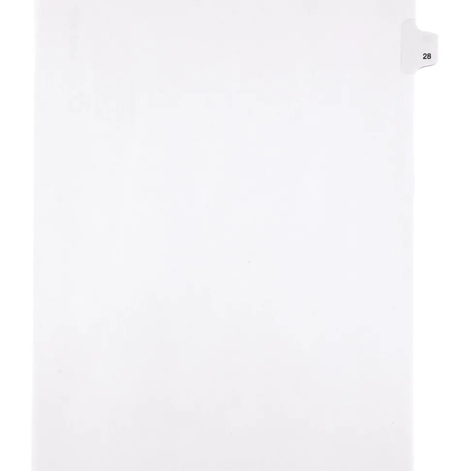 Kleer-Fax Side-Tab Legal Index Dividers, Number 28, White, Letter, 25/Pk