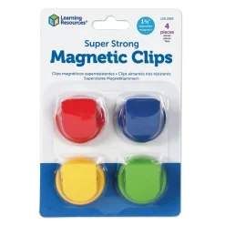 Learning Resources Super Strong Magnetic Clips 1.5" in Diameter, Assorted, Pack of 4 (LER2692)