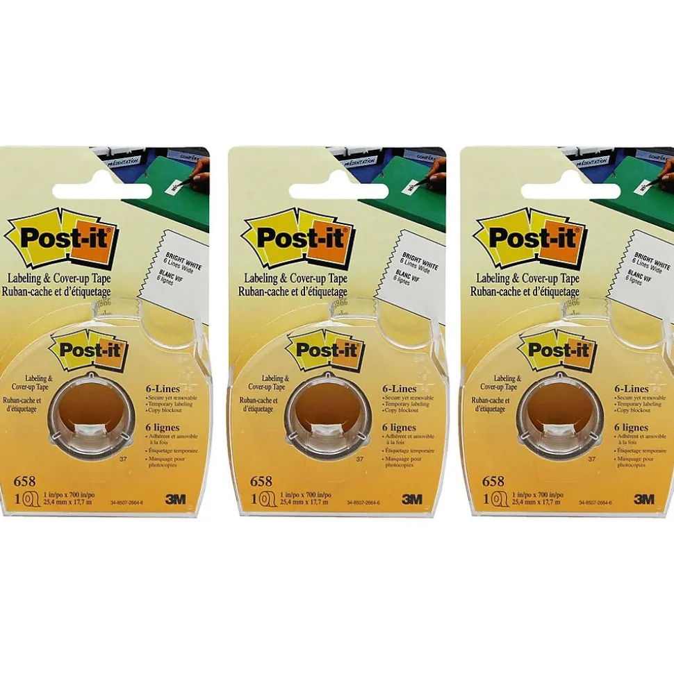 3M Post-it Labeling & Cover-up Tape, 1" x 700" Per Roll, 3 Rolls