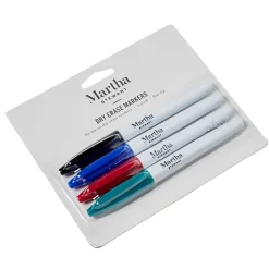 Martha Stewart Dry Erase Markers, Fine Tip, Assorted Inks, 4/Pack (MS107D)