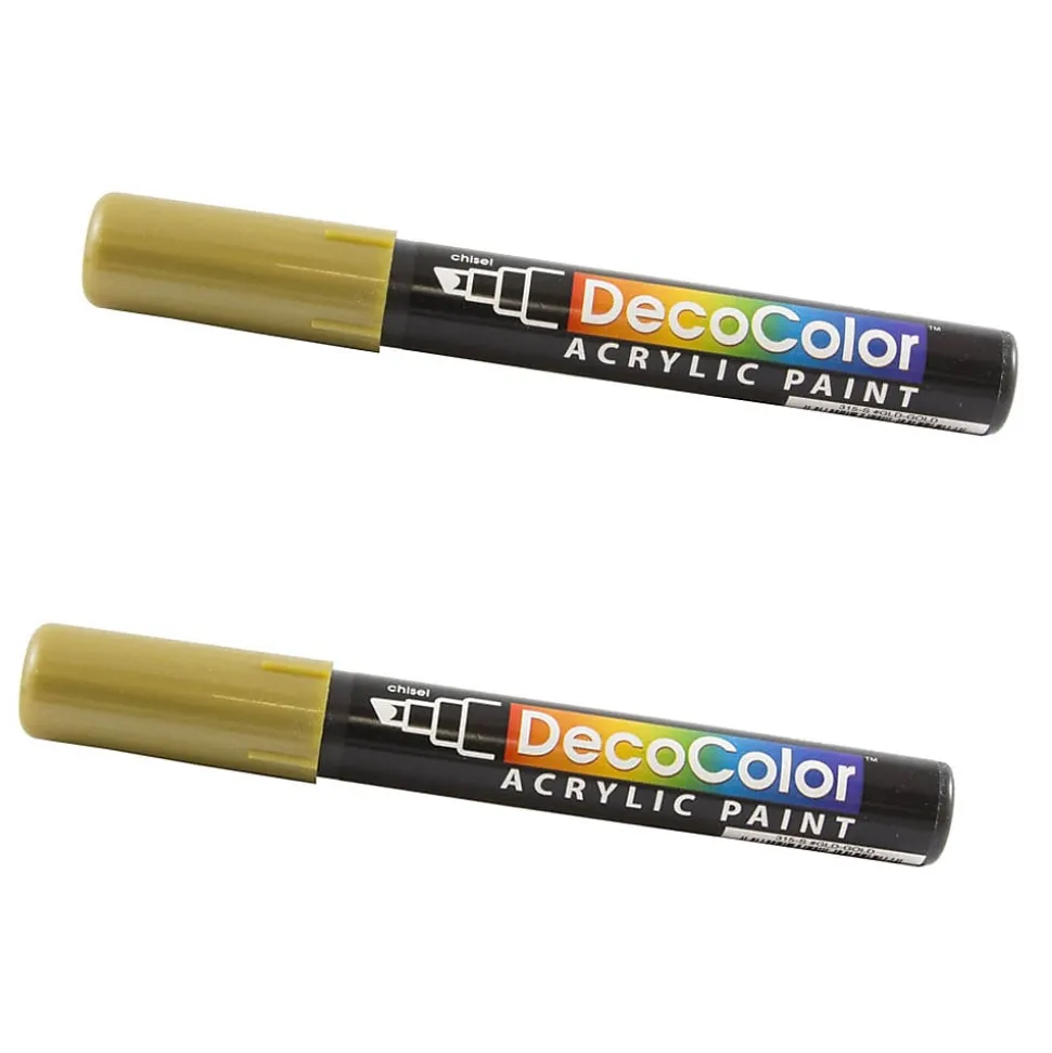 Marvy Uchida Acrylic Paint Markers, Chisel Tip, Gold, 2/Pack (526315GOa)