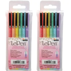 Marvy Uchida LePen Felt Pen, Micro Fine Point, 0.3mm, Assorted Pastel Inks, 6/Pack, 2 Packs (UCH43006P-2)