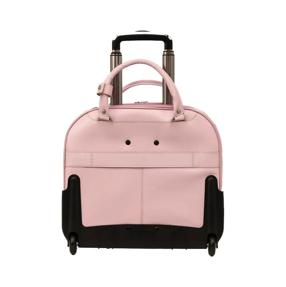 McKlein REDWOOD 15" Leather Rolling Laptop Bag, Pink (99699)