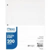Mead College Ruled Filler Paper, 8.5" x 11", 3-Hole Punched, 200 Sheets/Pack (MEA17208)