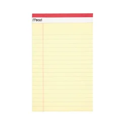 Mead Notepad, 5" x 8", Wide-Ruled, Canary, 50 Sheets/Pad, 4 Pads/Pack (59382)