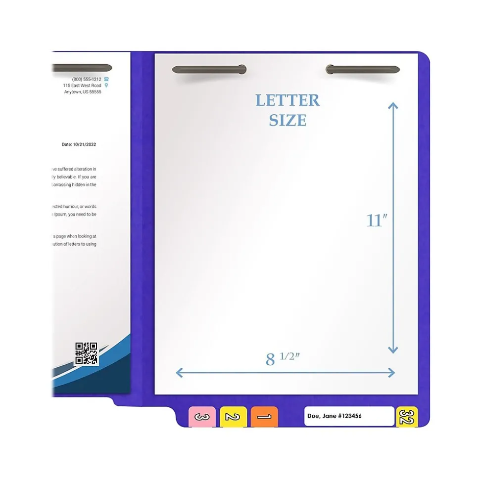 Medical Arts Press Heavy-Duty End Tab File Folder, Straight Cut, Letter-Size, Purple, 40/Box (S-09459-PUR)