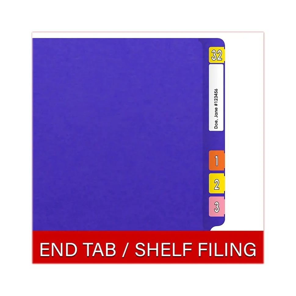 Medical Arts Press Heavy-Duty End Tab File Folder, Straight Cut, Letter-Size, Purple, 40/Box (S-09459-PUR)