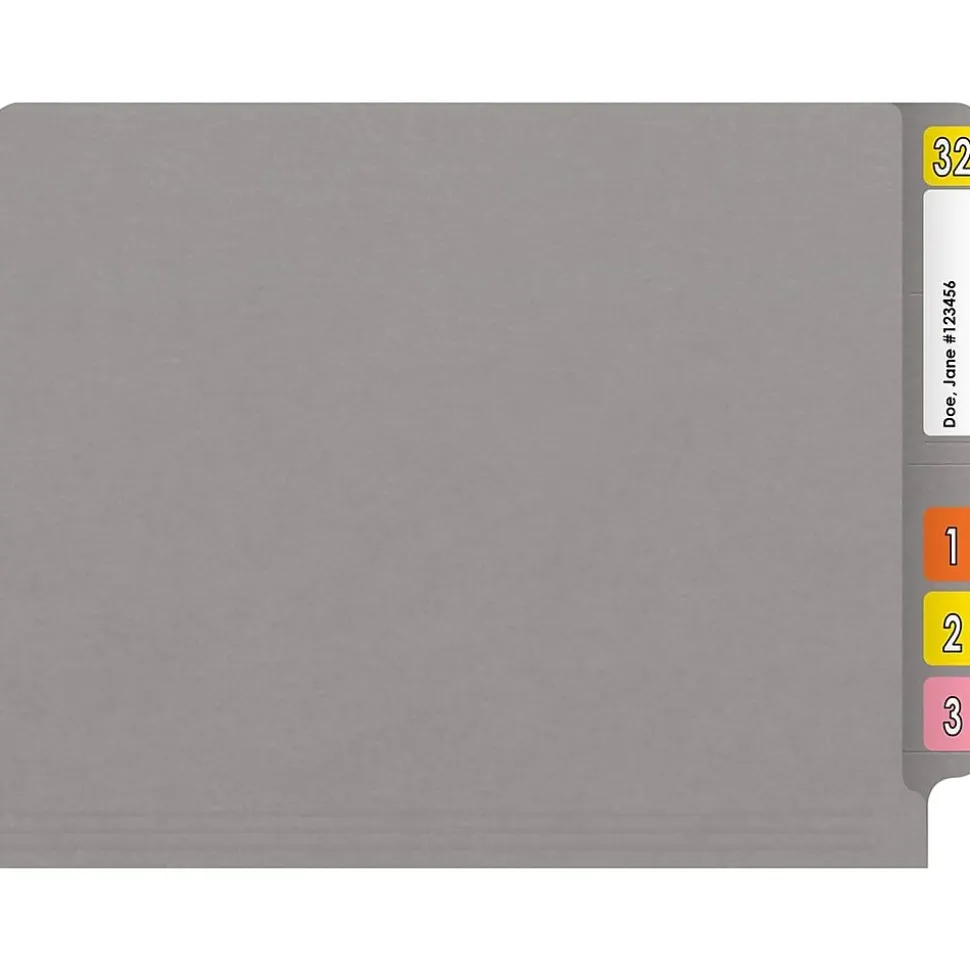 Medical Arts Press Reinforced End Tab File Folder, Straight Cut, Letter-Size, Gray, 50/Box (S-01501-GRY)