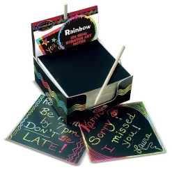 Melissa & Doug Scratch Art Box of Rainbow Mini Notes with Stylus, 125 Notes Per Pack, 3 Packs (LCI5945-3)