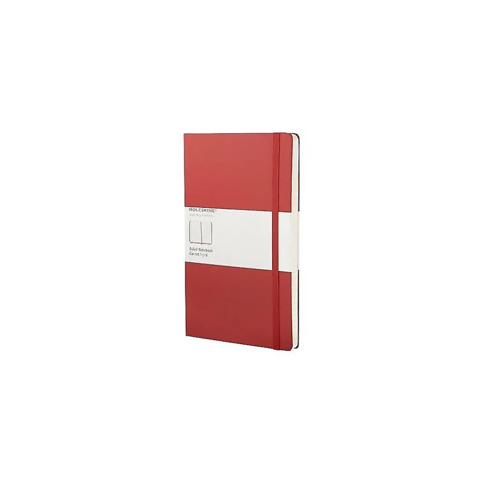 Moleskine Classic Notebook, Large, 5" x 8.25", College Ruled, 96 Sheets, Scarlet Red (930048)