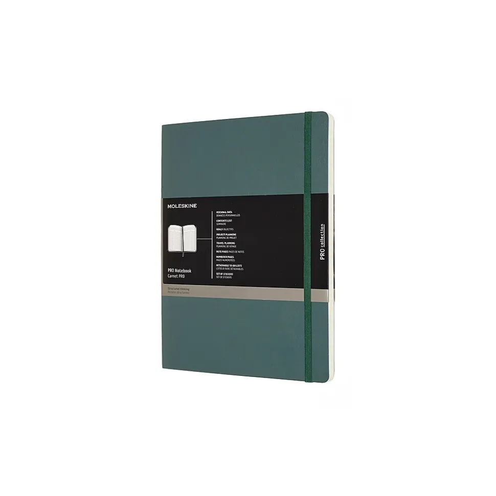 Moleskine Pro XL Professional Notebooks, 7.5" x 9.75", Narrow Ruled, 192 Sheets, Green (620848)