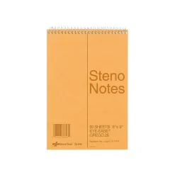 National Brand Steno Pad, 6" x 9", Gregg Ruled, Brown, 60 Sheets/Pad (RED36646)
